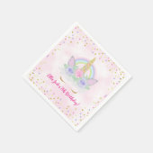 Einhorn & Regenbogen Rosa Lila Wasserfarbe Geburts Serviette (Ecke)