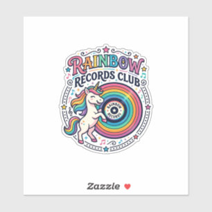 Einhorn Regenbogen Schallplatten Club Weiße Hinter Aufkleber