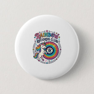 Einhorn Regenbogen Schallplatten Club Weiße Hinter Button