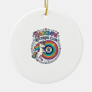 Einhorn Regenbogen Schallplatten Club Weiße Hinter Keramik Ornament
