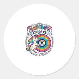 Einhorn Regenbogen Schallplatten Club Weiße Hinter Runder Aufkleber