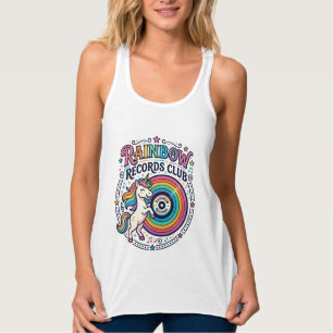 Einhorn Regenbogen Schallplatten Club Weiße Hinter Tank Top