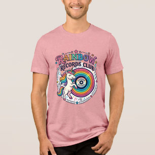 Einhorn Regenbogen Schallplatten Club Weiße Hinter Tri-Blend Shirt