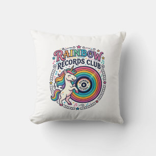 Einhorn Regenbogen Schallplatten Club Weißer Hinte Kissen