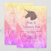 Einhorn-Regenbogen-Sprinklen Einladung zum Geburts (Vorne/Hinten)