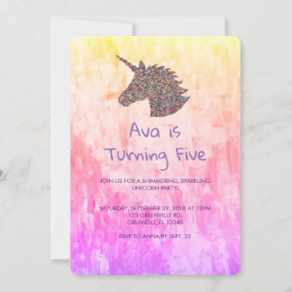 Einhorn-Regenbogen-Sprinklen Einladung zum Geburts