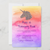 Einhorn-Regenbogen-Sprinklen Einladung zum Geburts (Vorderseite)