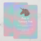 Einhorn-Regenbogen-Sprinklen Einladung zum Geburts (Vorne/Hinten)