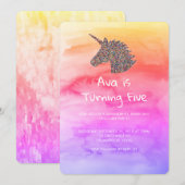 Einhorn-Regenbogen-Sprinklen Einladung zum Geburts (Vorne/Hinten)