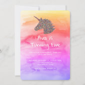 Einhorn-Regenbogen-Sprinklen Einladung zum Geburts (Vorderseite)