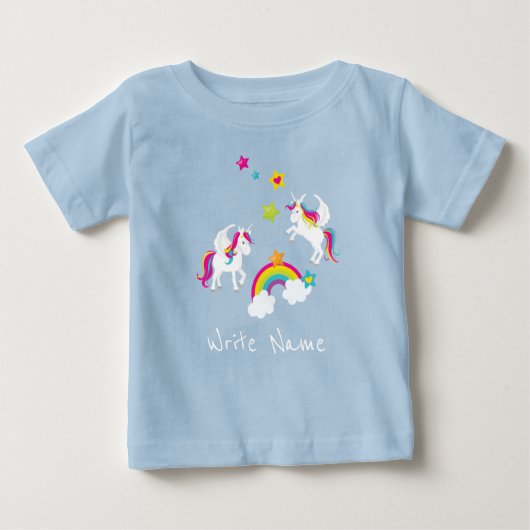 Einhorn-Regenbogen-Sterne. Fairy Tale Baby T-Shirt (Vorderseite)