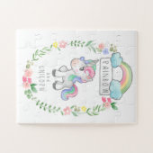 Einhorn Regenbogen und Blume Puzzle (Horizontal)