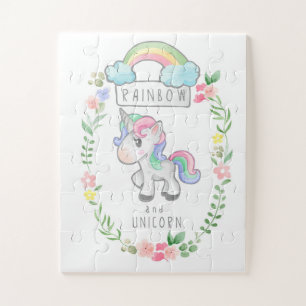 Einhorn Regenbogen und Blume Puzzle