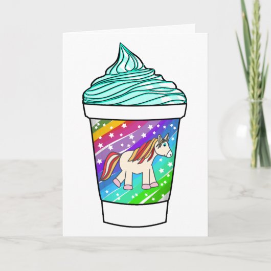 Einhorn, Regenbogen und Eis Geburtstag Karte (Vorderseite)