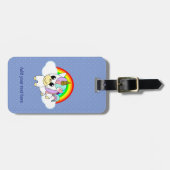 Einhorn, Regenbogen und Wolken Personalisiert Gepäckanhänger (Vorderseite horizontal)