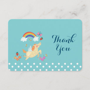 Einhorn Regenbogen Wolken und Blumen Geburtstag Da Dankeskarte