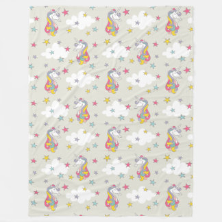 Einhorn-Regenbogen-Wolken und buntes Fleecedecke