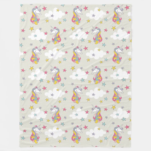 Einhorn-Regenbogen-Wolken und buntes Fleecedecke (Vorderseite)