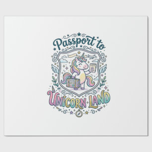 Einhorn-Reisepass ins Einhorn-Land Weißer Hintergr Geschenkpapier