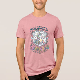 Einhorn-Reisepass ins Einhorn-Land Weißer Hintergr Tri-Blend Shirt