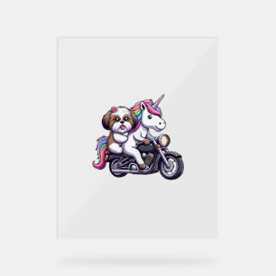 Einhorn Reiten auf dem Motorrad Girls - Martha Arg Acrylschild