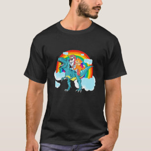 Einhorn Reitender Dinosaurier Rex Katze Kätzchen J T-Shirt