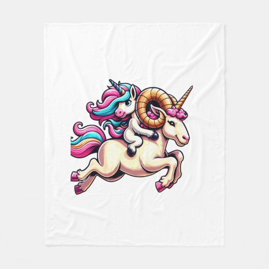 Einhorn Reitender Widder Jungen Mädchen Männer Fra Fleecedecke (Vorderseite)