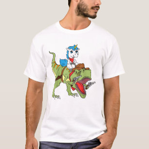 Einhorn Reitendes Dinosaurier Kinder Jungen Mädche T-Shirt