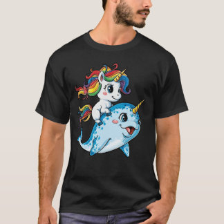 Einhorn reitendes Narwal-Shirt Squad Mädchen Regen T-Shirt