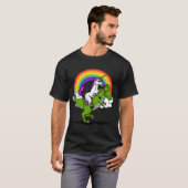 Einhorn reitet T-Rex Dinosaurier T-Shirt (Vorne ganz)