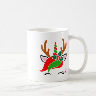 Einhorn-Rentier-Gesicht Süß Weihnachten Lustig Kaffeetasse