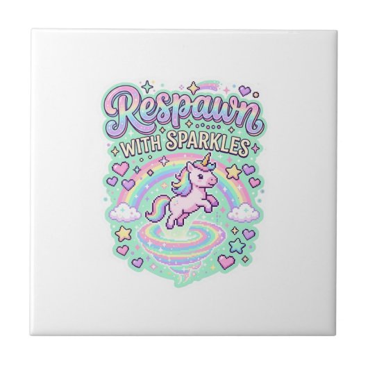 Einhorn-Respawn mit Glitzer Premium-Vector-Stick Fliese (Vorderseite)