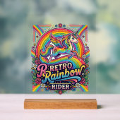 Einhorn Retro Regenbogen Reiter Acrylschild (Neutral)