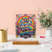 Einhorn Retro Regenbogen Reiter Acrylschild (Hochzeit)