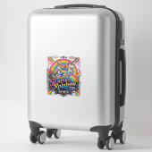 Einhorn Retro Regenbogen Reiter Aufkleber (Koffer)