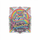 Einhorn Retro Regenbogen Reiter Aufkleber (Vorderseite)
