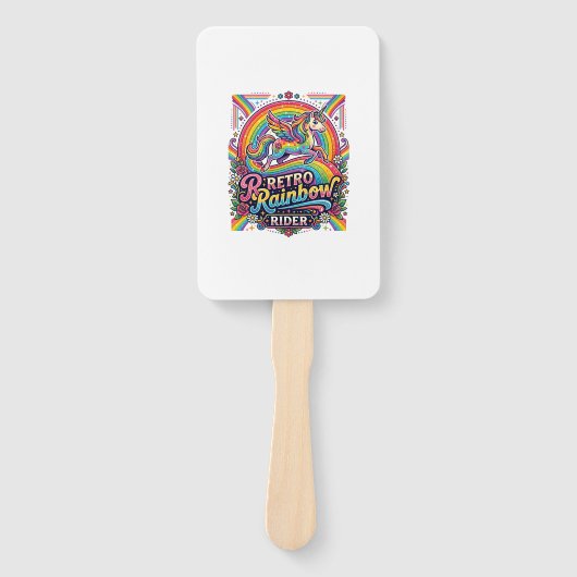 Einhorn Retro Regenbogen Reiter Fächer (Vorderseite)