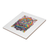 Einhorn Retro Regenbogen Reiter Fliese (Seite)