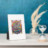 Einhorn Retro Regenbogen Reiter Fotoplatte (Seite)