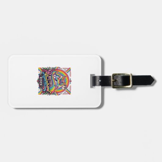 Einhorn Retro Regenbogen Reiter Gepäckanhänger (Vorderseite horizontal)