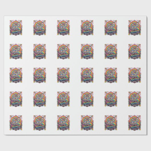 Einhorn Retro Regenbogen Reiter Geschenkpapier (Flach)