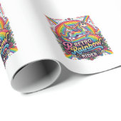 Einhorn Retro Regenbogen Reiter Geschenkpapier (Rolleneckpunkt)