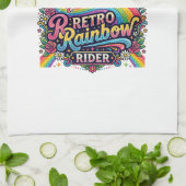 Einhorn Retro Regenbogen Reiter Geschirrtuch (Gefaltet)