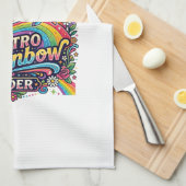 Einhorn Retro Regenbogen Reiter Geschirrtuch (Viertel Falte)