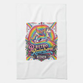 Einhorn Retro Regenbogen Reiter Geschirrtuch (Vertikal)