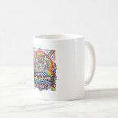 Einhorn Retro Regenbogen Reiter Kaffeetasse (VorderseiteRechts)