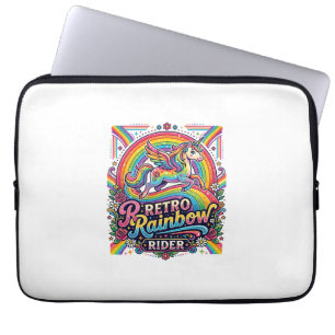 Einhorn Retro Regenbogen Reiter Laptopschutzhülle