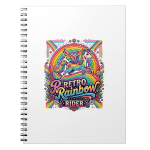 Einhorn Retro Regenbogen Reiter Notizblock