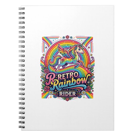 Einhorn Retro Regenbogen Reiter Notizblock (Vorderseite)