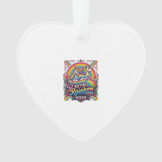 Einhorn Retro Regenbogen Reiter Ornament (Vorderseite)